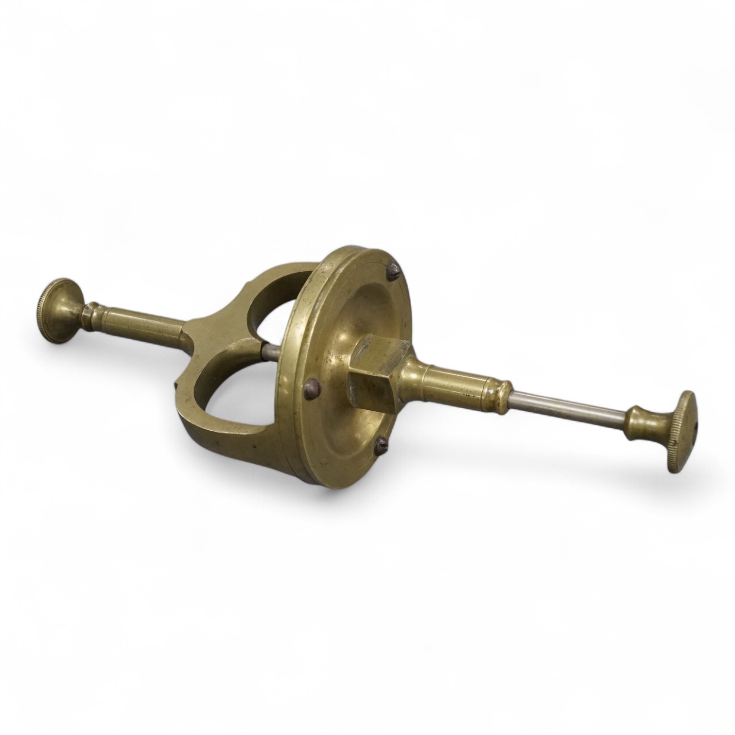 A late 19th/early 20th century brass watchmaker's uprighting tool, 21cm.